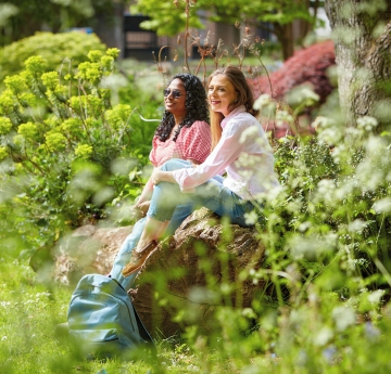 Students in campus gardens