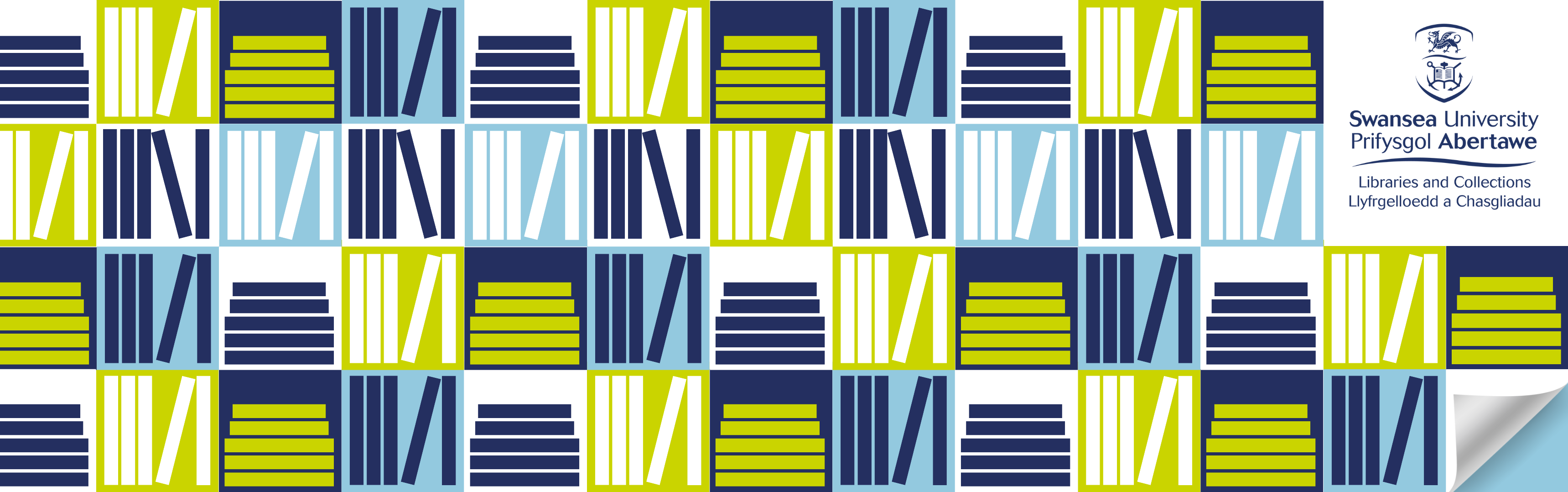 a bookshelf design made up of multi-coloured blocks of stacked books